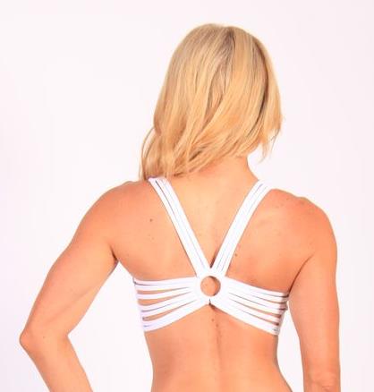 Equilibrium Activewear Spider Back Bra Top T415 - white - rear view