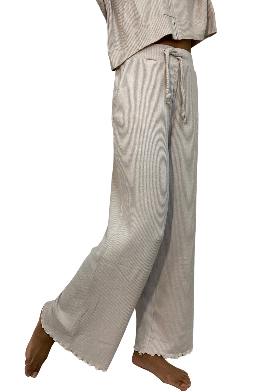 Vintage Havana Hacci Rib Lettuce Edge Pants B10450 Summer Sand