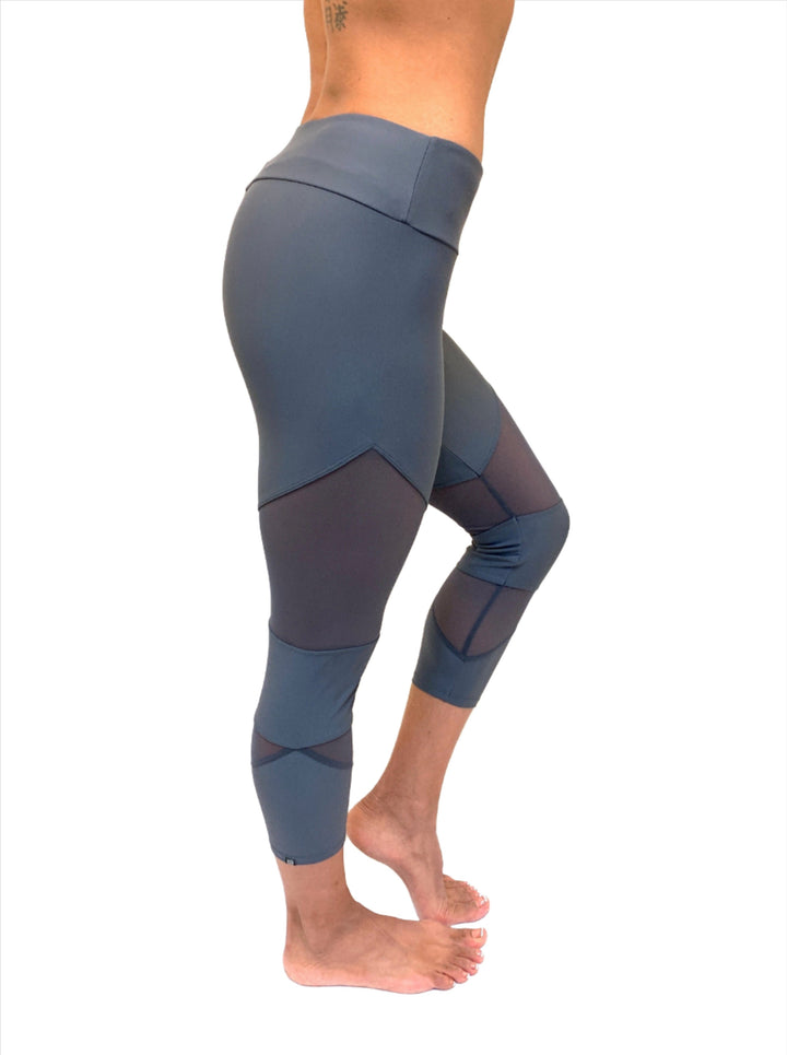 Onzie Hot Yoga Cut Out Capri 270 - Slate - side alt view