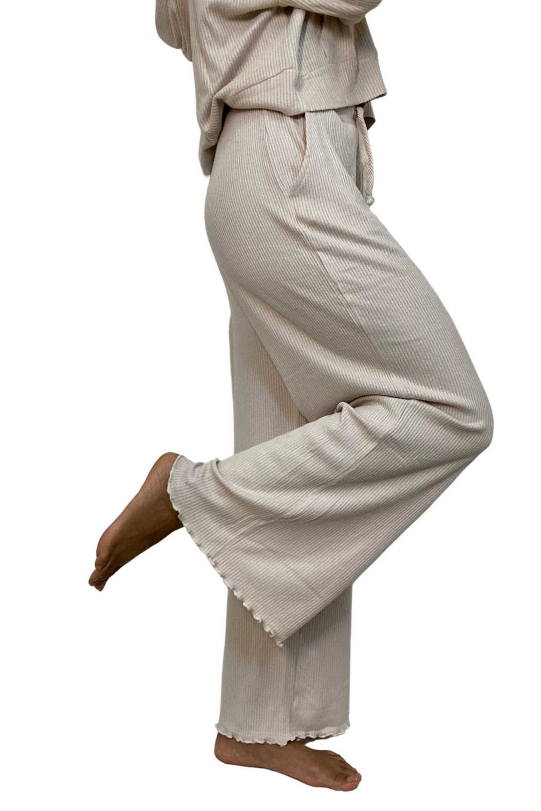 Vintage Havana Hacci Rib Lettuce Edge Pants B10450 Summer Sand