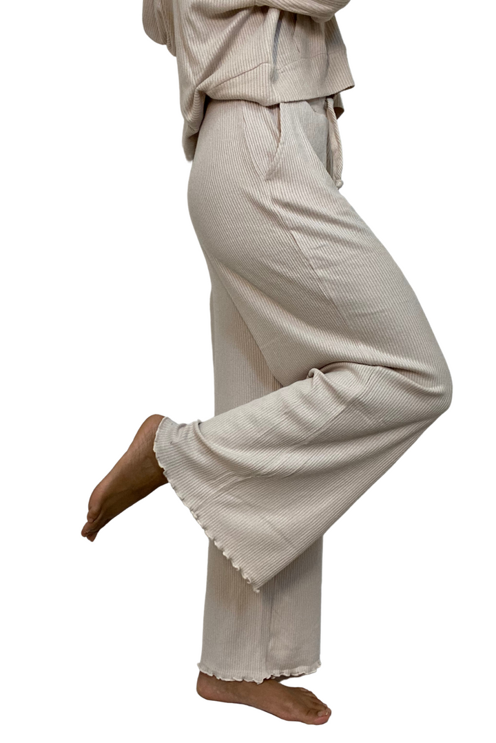 Vintage Havana Hacci Rib Lettuce Edge Pants B10450 Summer Sand