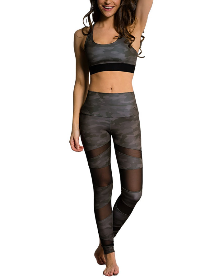 Onzie Hot Yoga High Rise Bondage Legging 280 - Silver Snake - Full Front View