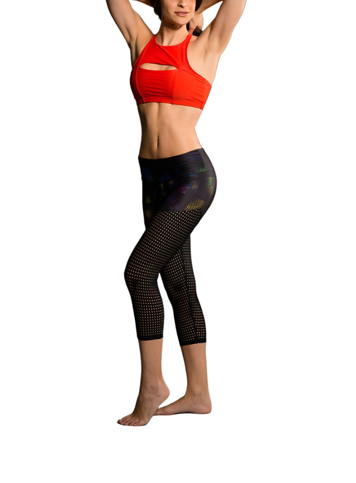 Onzie Hot Yoga Half Half Capri 288 - Stain Glass - side alt  view 1