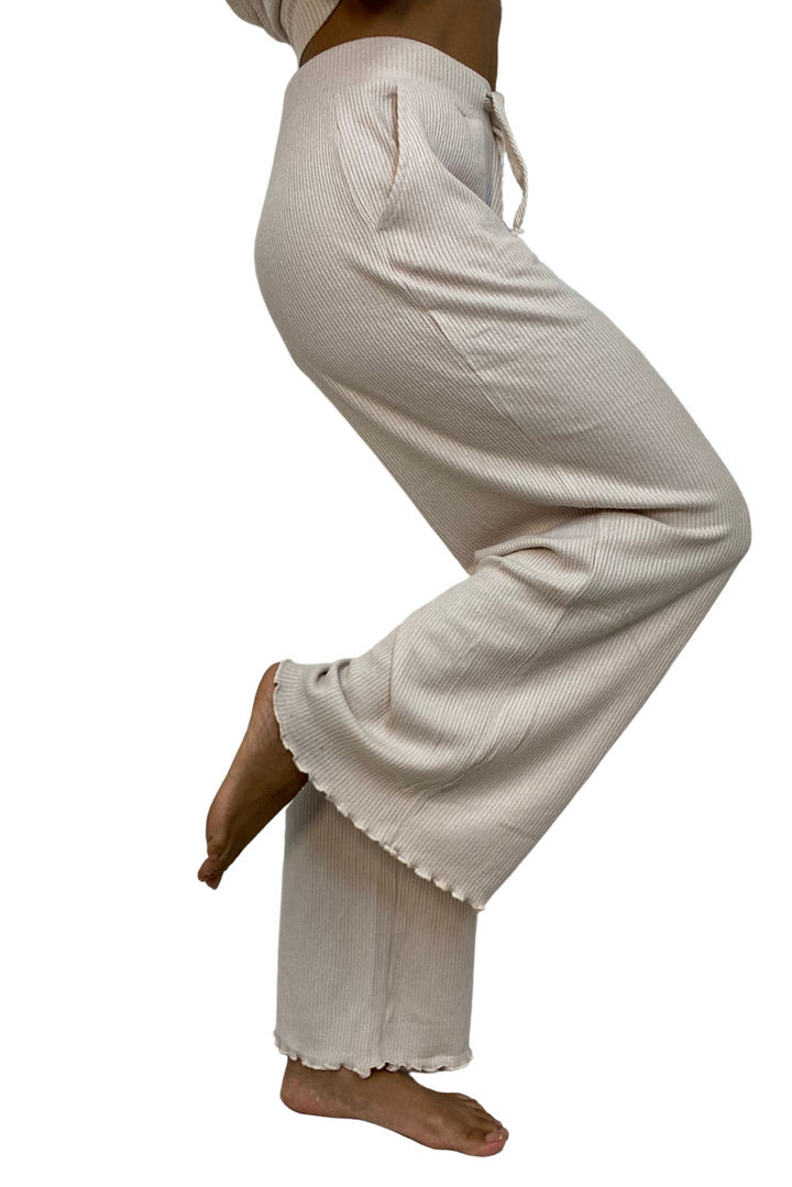 Vintage Havana Hacci Rib Lettuce Edge Pants B10450 Summer Sand