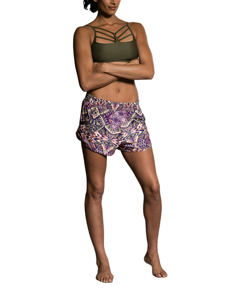 Onzie Hot Yoga Wear Retro Short 293 - Tropical Rainforest - front alt view 1