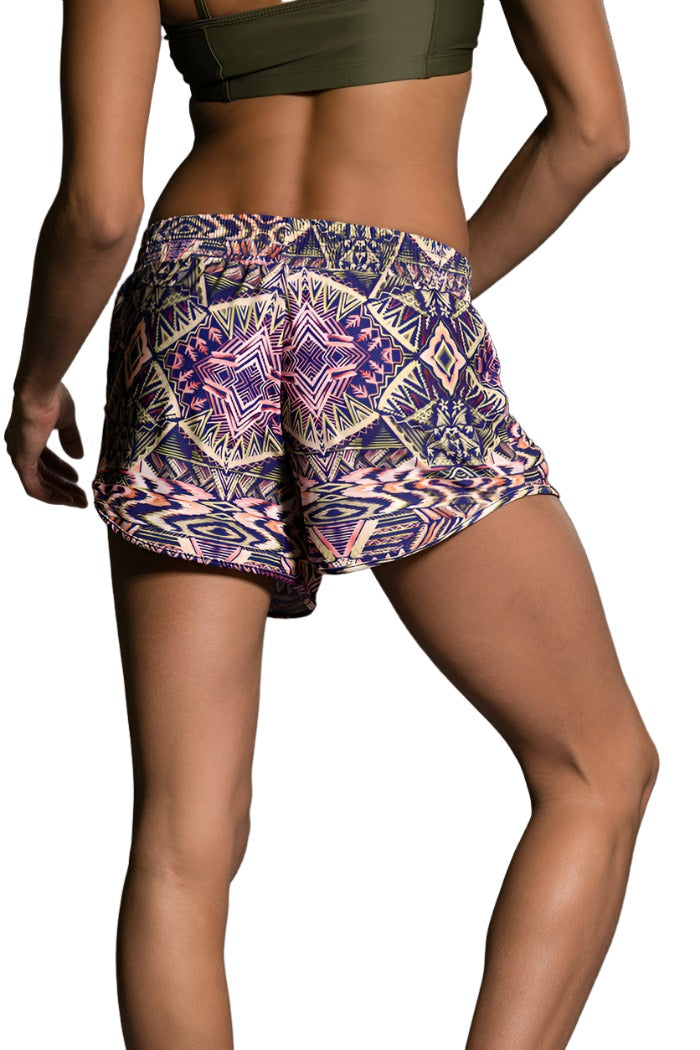 Onzie Hot Yoga Wear Retro Short 293 - Tropical Rainforest - rear view