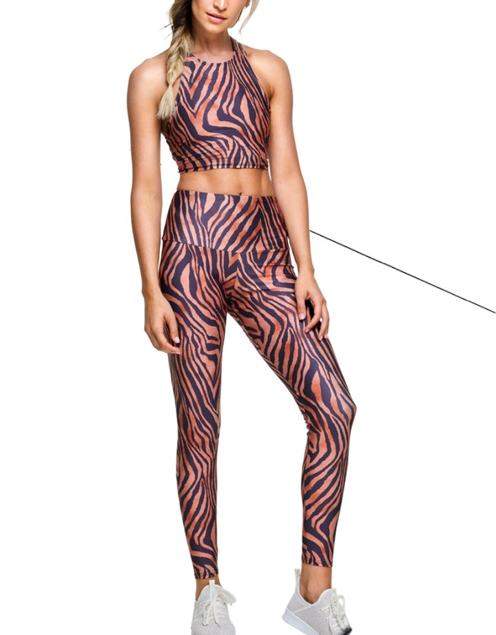Onzie Peek-a-boo Racer Yoga Crop Top 3024 - Tiger - front alt view