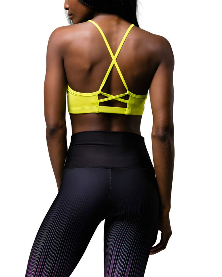 Onzie Flow Spirit Bra 3040 Black - Citron - rear view 