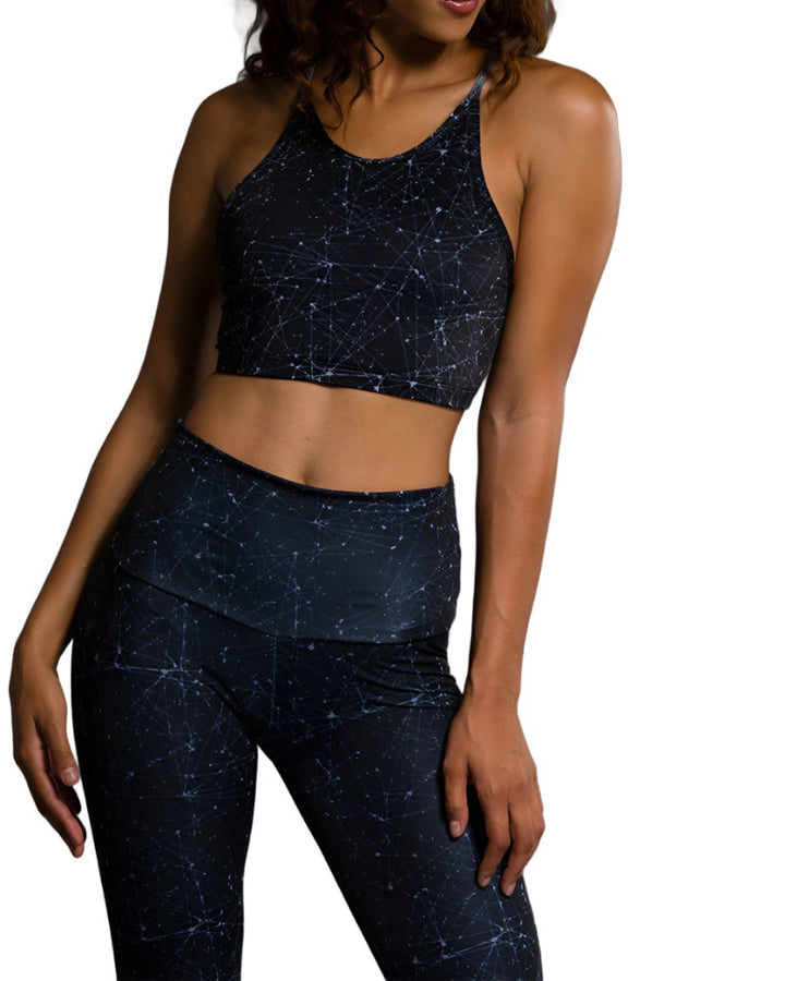Onzie Flow Spirit Bra 3040 Black - Night Sky - front view 