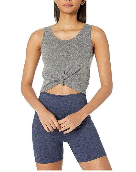 Onzie Hot Yoga Knot Crop Top 3050 - Grey - front view