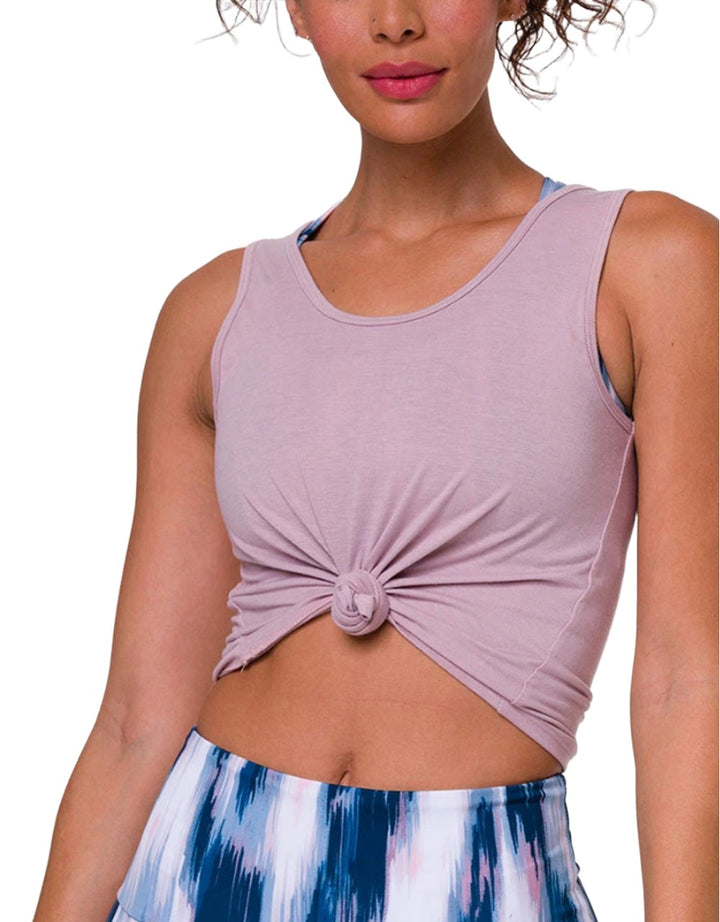 Onzie Hot Yoga Knot Crop Top 3050 - Woodrose - front alt view