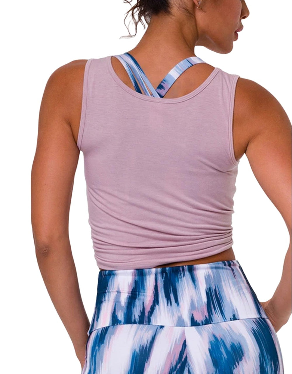 Onzie Hot Yoga Knot Crop Top 3050 - Woodrose - rear view