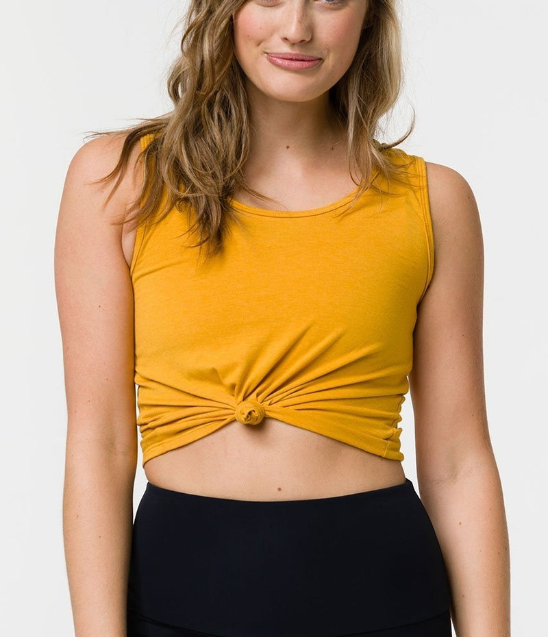 Onzie Hot Yoga Knot Crop Top 3050 - Medallion - front view