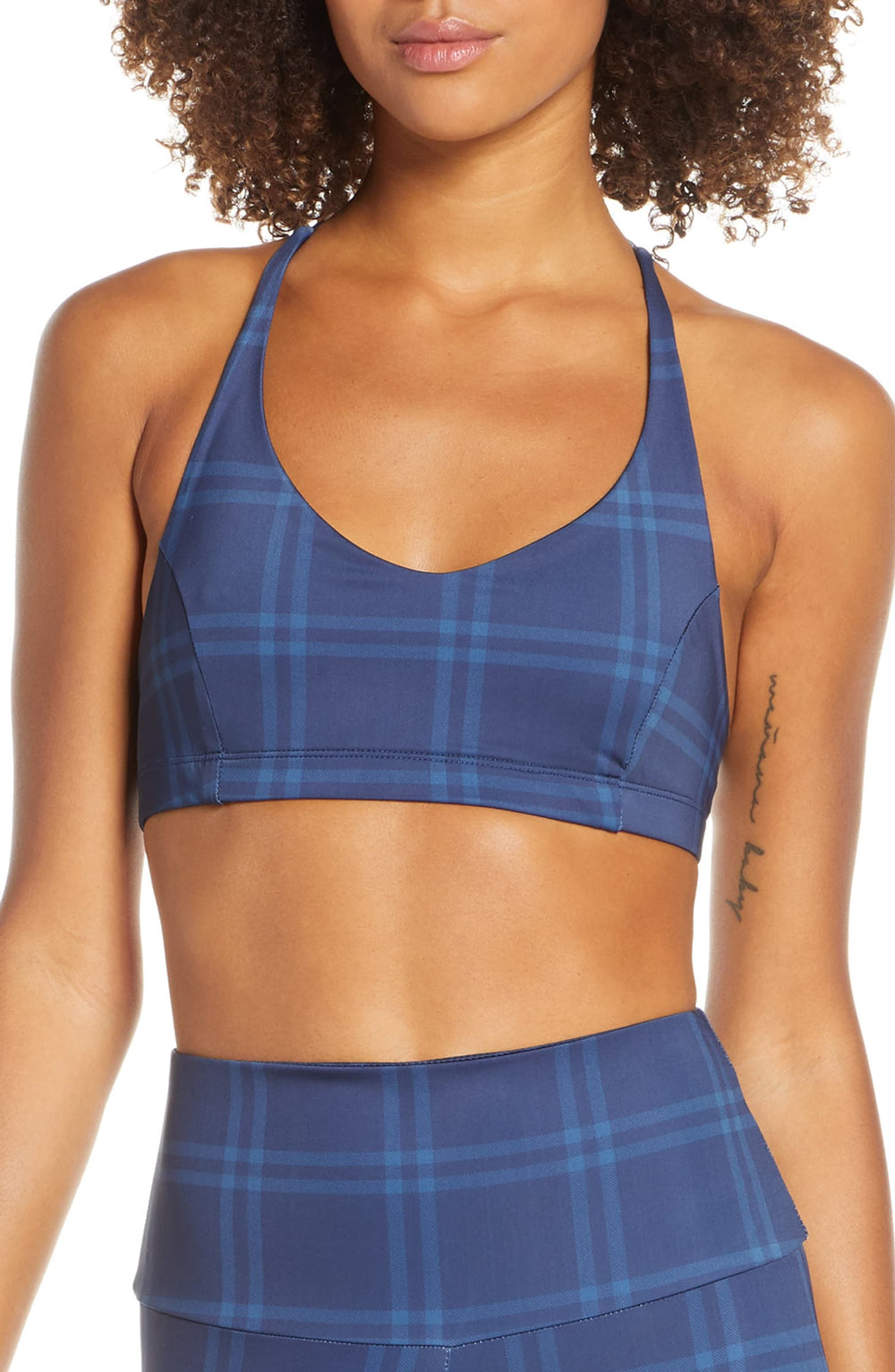 Onzie Flow Pyramid Bra 3058 - Midnight Plaid - front view