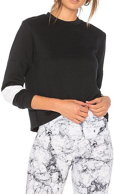 Onzie Hot Yoga Blocked Crew Neck Sweatshirt 3072 - Black - front view