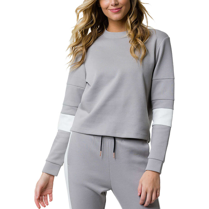 Onzie Hot Yoga Blocked Crew Neck Sweatshirt 3072 - Sand  - front view