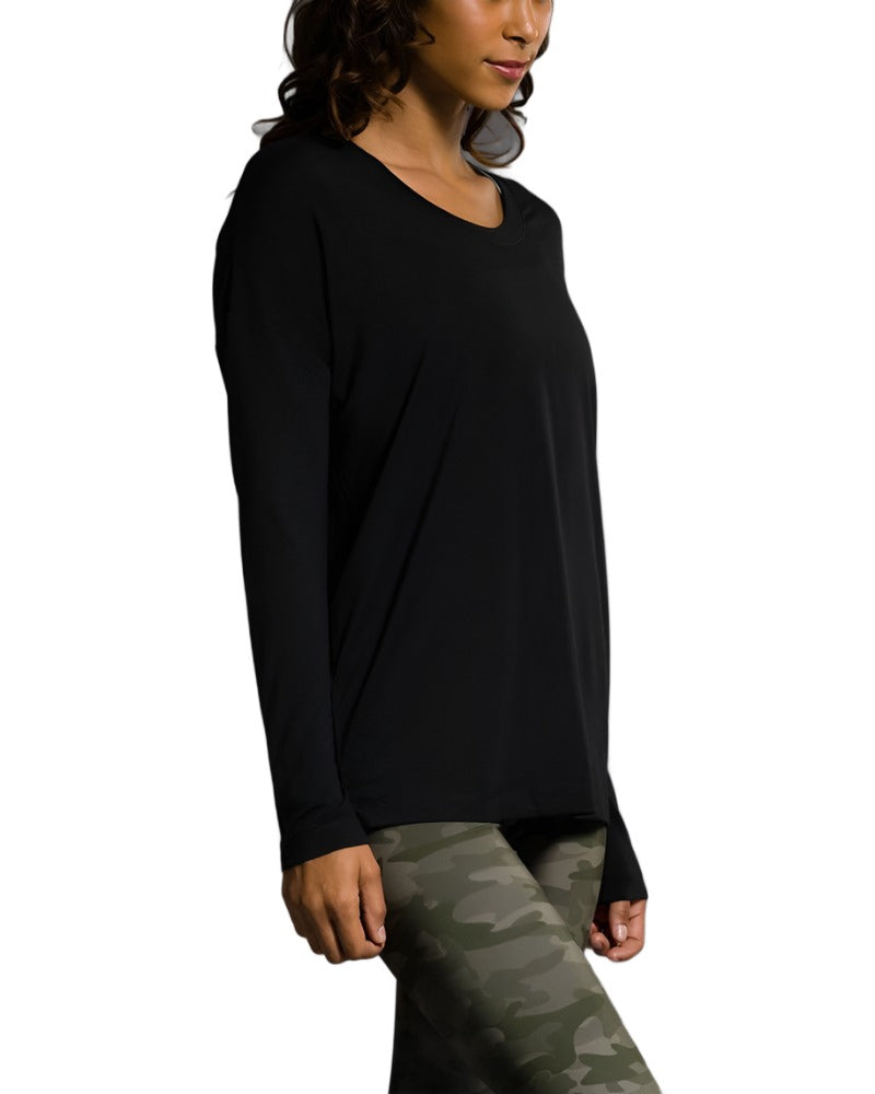 Onzie Hot Yoga Braid Back Top 3076 - Black - side view 