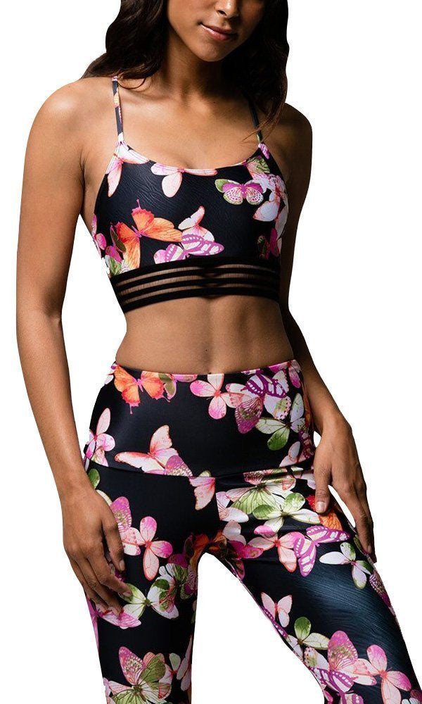 Onzie Ritz Yoga Sports Bra 3077 - Butterflies - front view