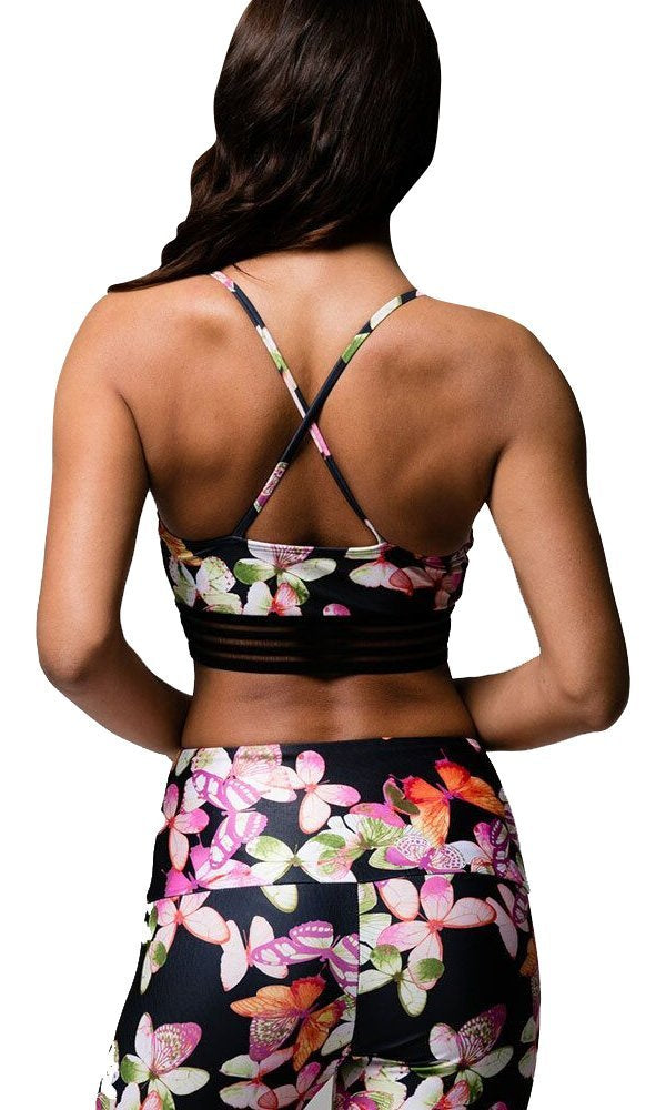 Onzie Ritz Yoga Sports Bra 3077 - Butterflies - rear view