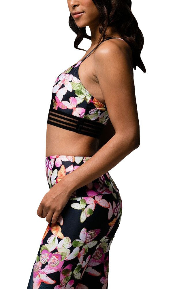Onzie Ritz Yoga Sports Bra 3077 - Butterflies - side view