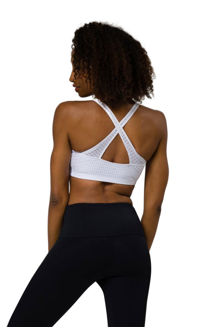 Onzie Flow Heart Bra 3082 - White Peep Mesh - rear view