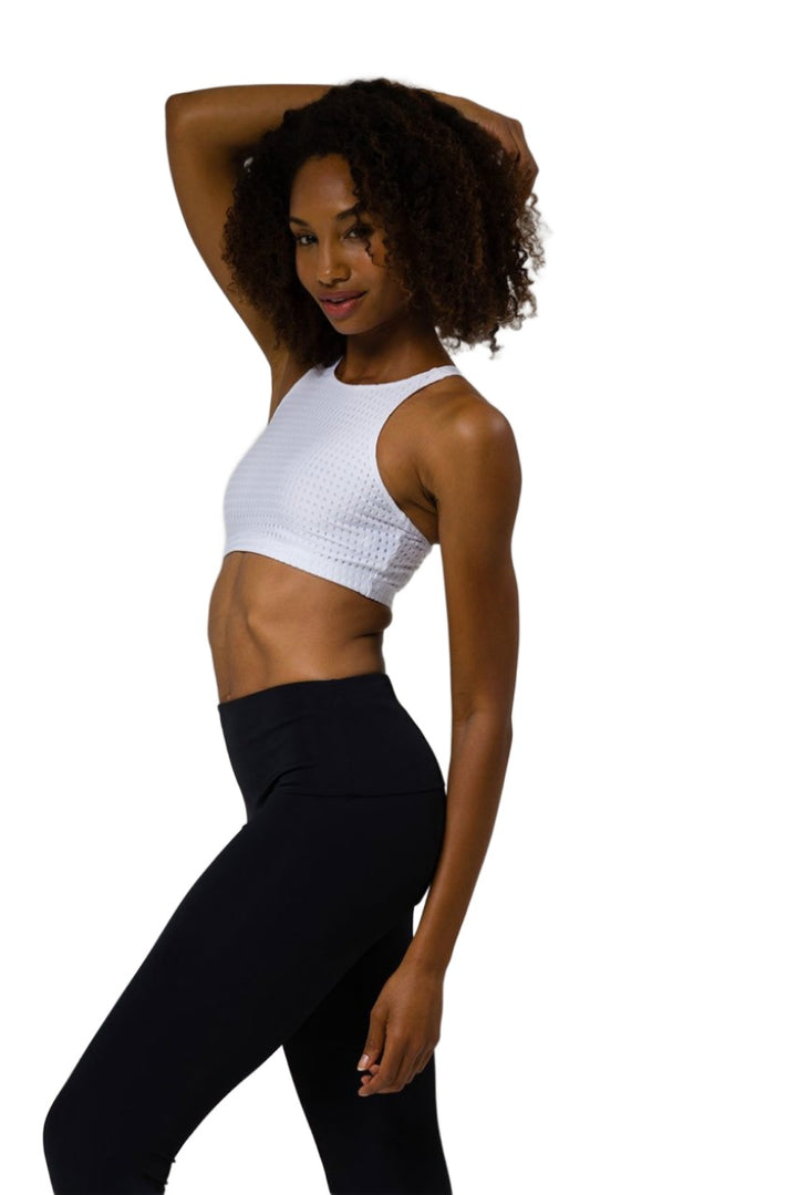 Onzie Flow Heart Bra 3082 - White Peep Mesh - side view