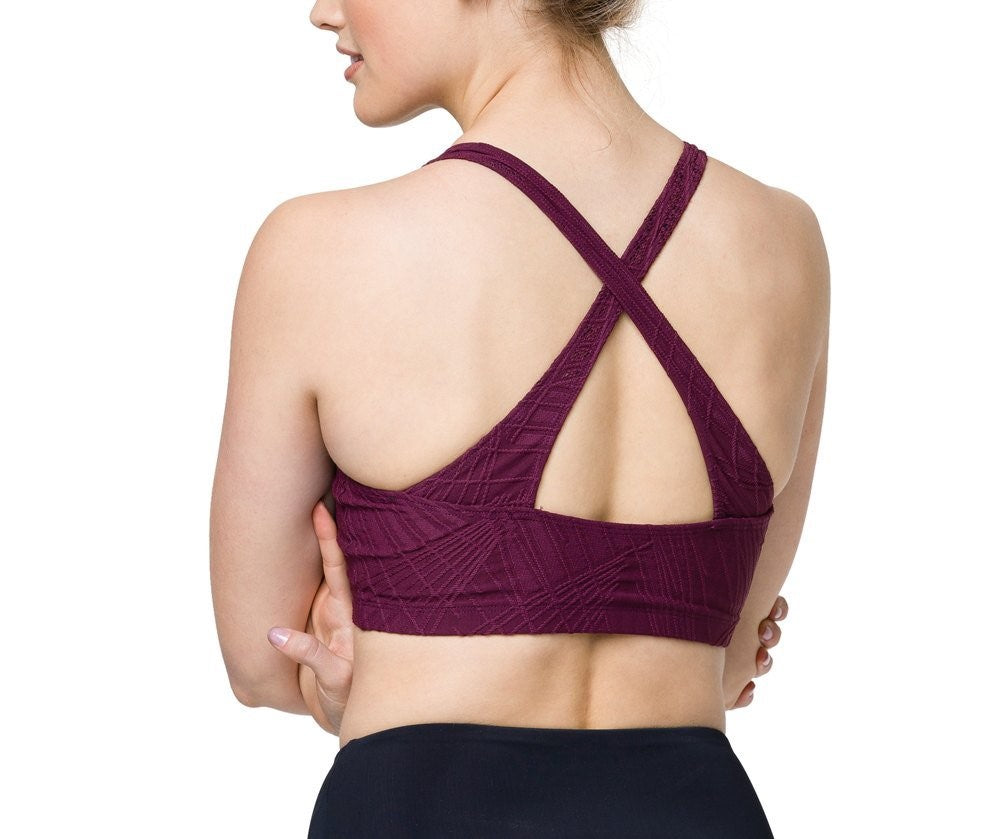 Onzie Flow Heart Bra 3082 Selenite - Burgundy Selenite - rear view