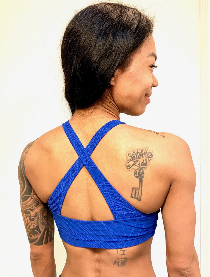 Onzie Flow Heart Bra 3082 Selenite - Royal Selenite - rear view