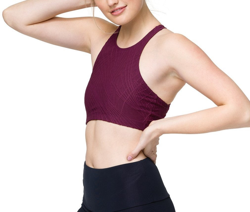 Onzie Flow Heart Bra 3082 Selenite - Burgundy Selenite - side view