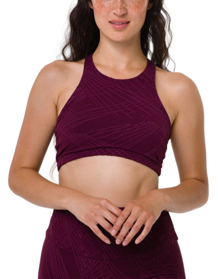 Onzie Flow Heart Bra 3082 Selenite - Burgundy Selenite - rear view