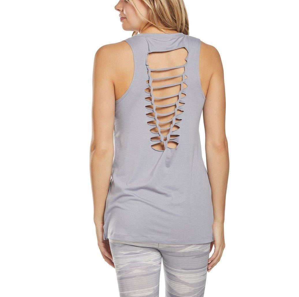 Onzie Flow Braided Tank 3094 - Fossil - rear view 