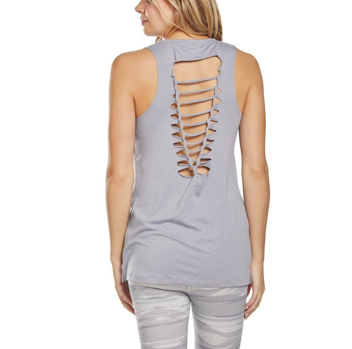 Onzie Flow Braided Tank 3094 - Fossil - rear view 