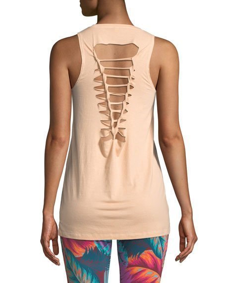Onzie Flow Braided Tank 3094 - Carmel - rear view