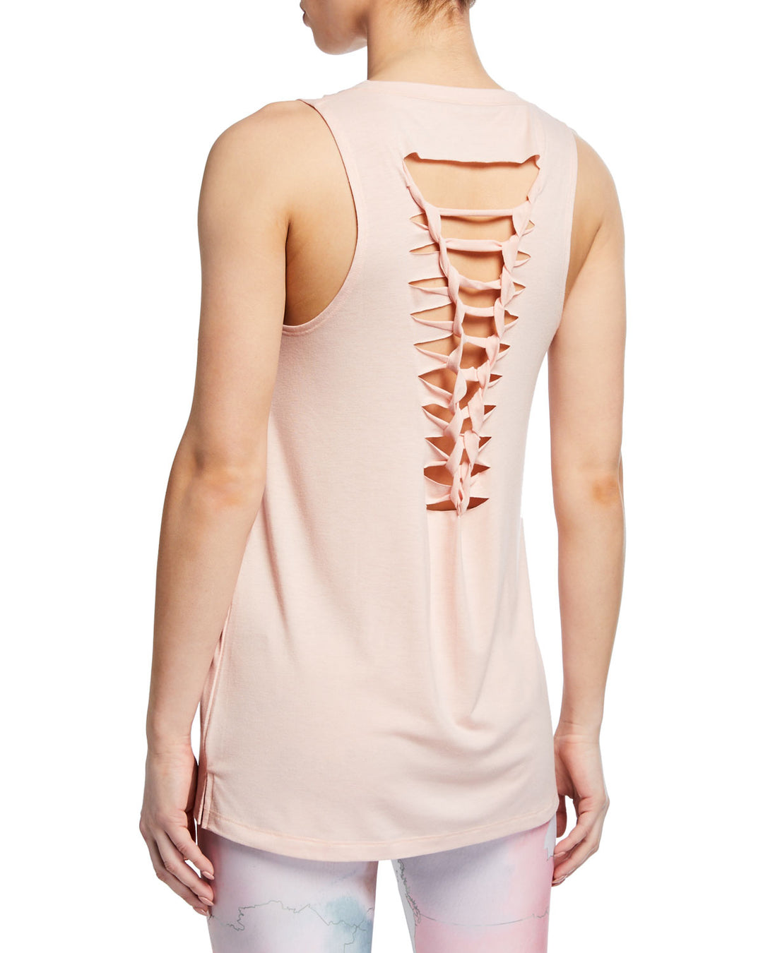 Onzie Flow Braided Tank 3094 one size - Oatmeal - rear view