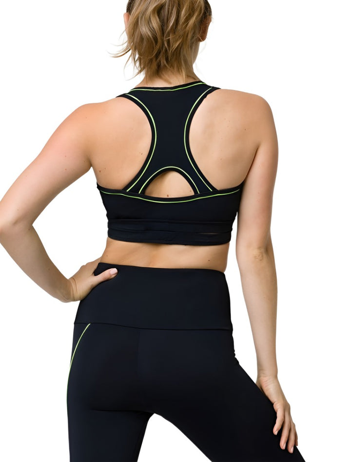 Onzie Flow Yoga Hyper Beam Bra 3095 - Black/Lemonade - rear view