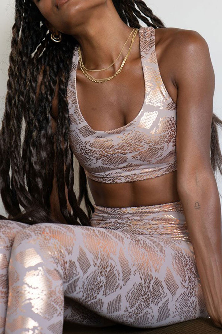 Onzie Hot Yoga Mudra Bra 3098 Foil - Bashful Snake - front alt view 1