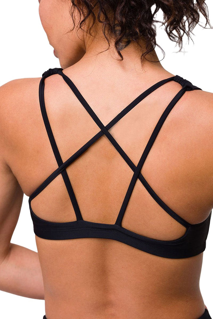 Onzie Hot Yoga Mudra Bra 3098 Foil - Black Snake - rear  view