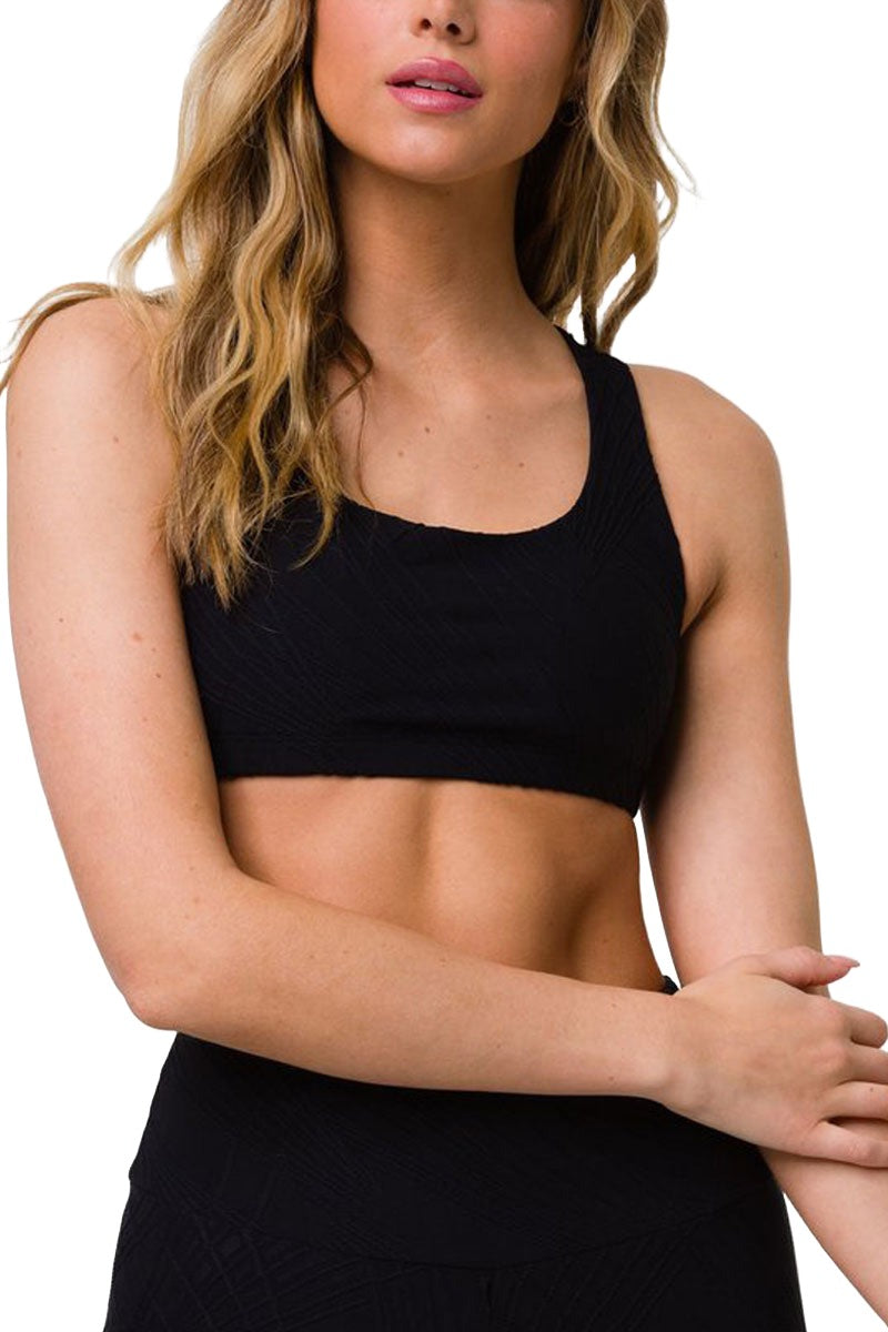 Onzie Hot Yoga Mudra Bra 3098 - Black Selenite - Front View