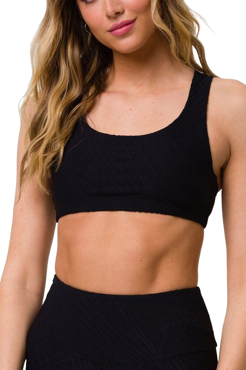 Onzie Hot Yoga Mudra Bra 3098 - Black Selenite - Front View2