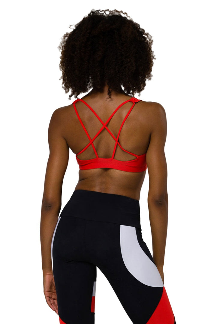 Onzie Hot Yoga Mudra Bra 3098 - Hot Coral - rear view