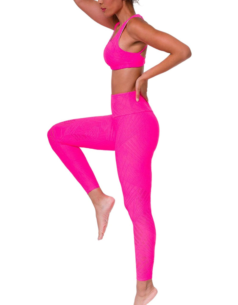 Onzie Hot Yoga Mudra Bra 3098 Selenite - Neon Pink