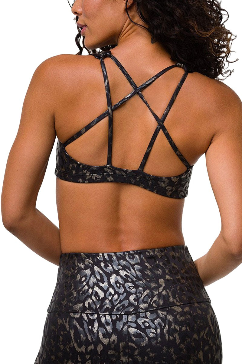 Onzie Hot Yoga Mudra Bra 3098 Foil - Regal Animal -  Back View