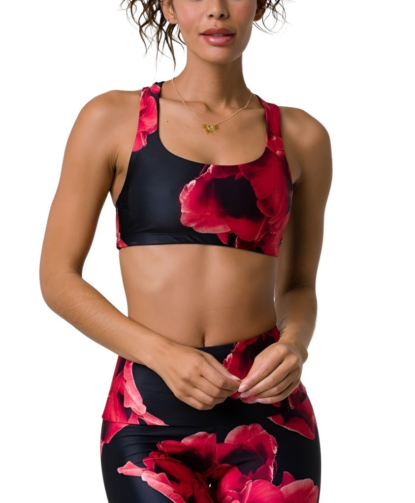 Onzie Hot Yoga Mudra Bra 3098 - Volcanic Flower - front view