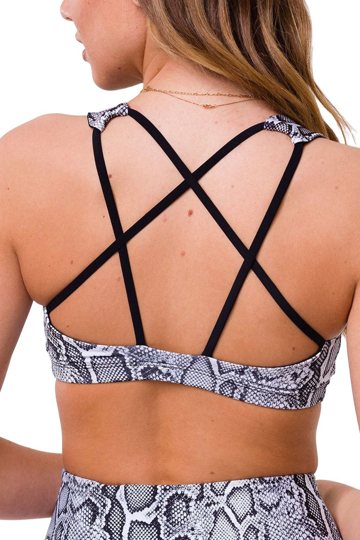 Onzie Hot Yoga Mudra Bra 3098 - Black White Viper - rear alt  view