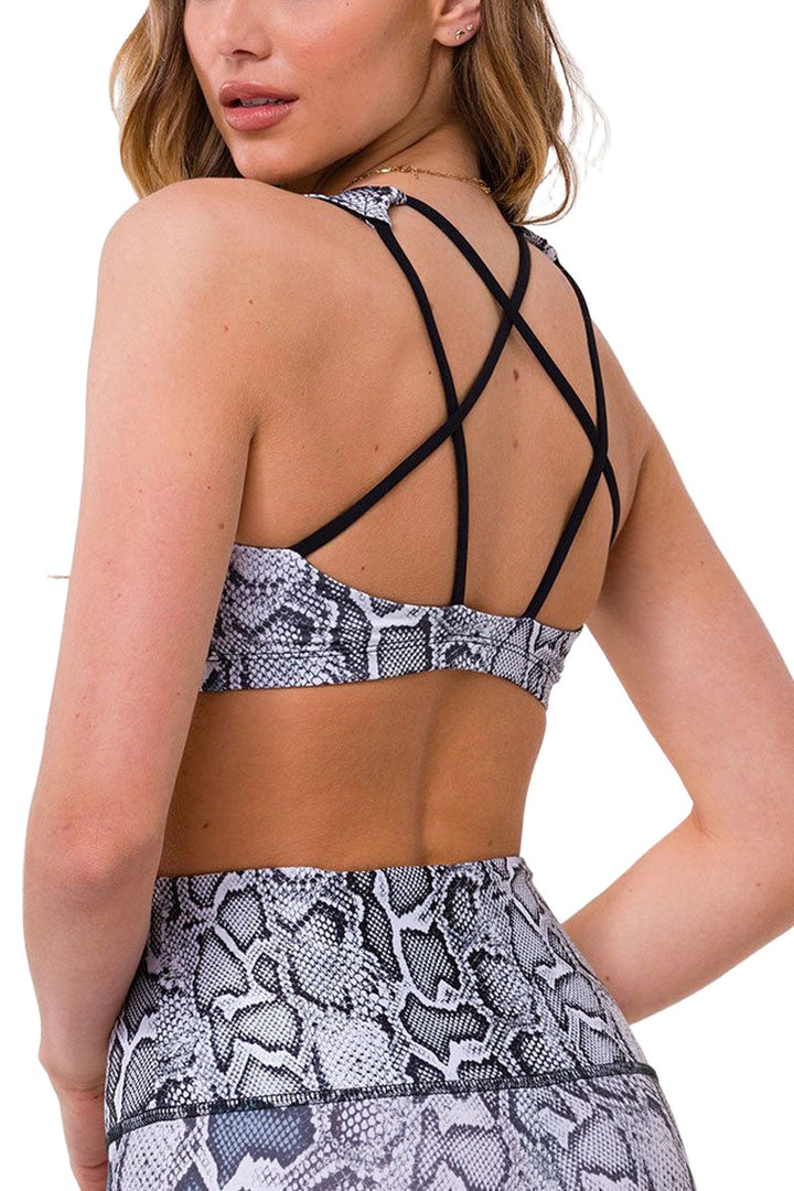 Onzie Hot Yoga Mudra Bra 3098 - Black White Viper - rear  view