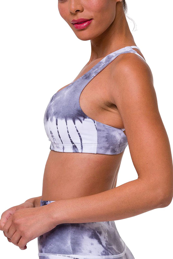 Onzie Hot Yoga Mudra Bra 3098 - Light Grey Tie Dye - side view