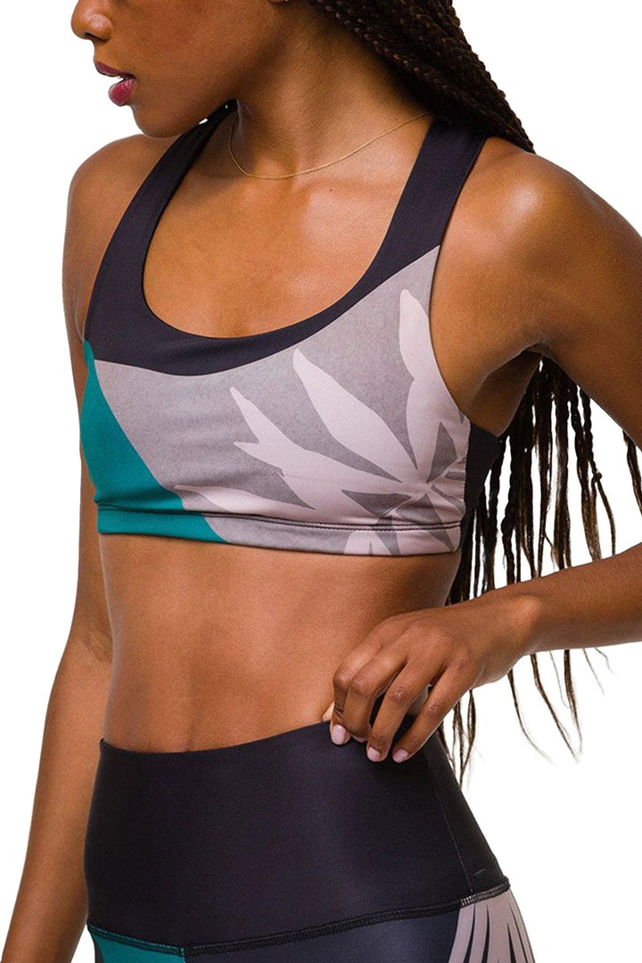 Onzie Hot Yoga Mudra Bra 3098 - Midnight Palm - Side View