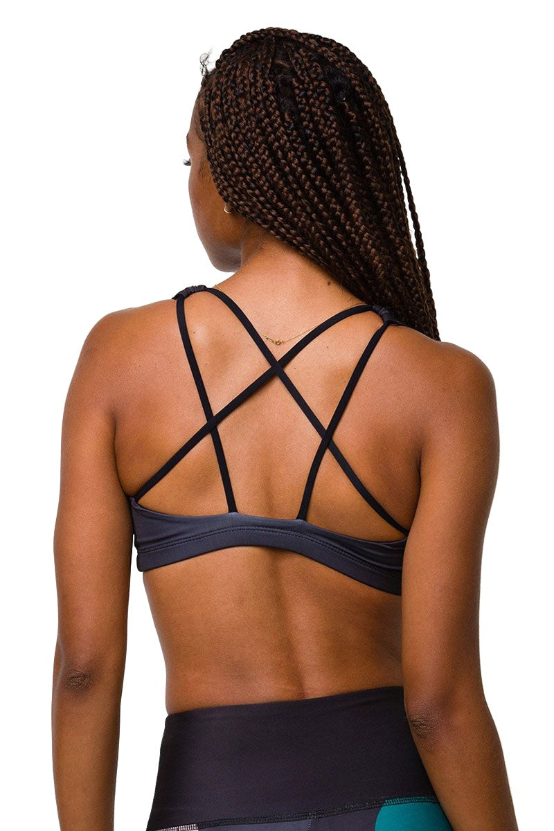 Onzie Hot Yoga Mudra Bra 3098 - Midnight Palm - Back View