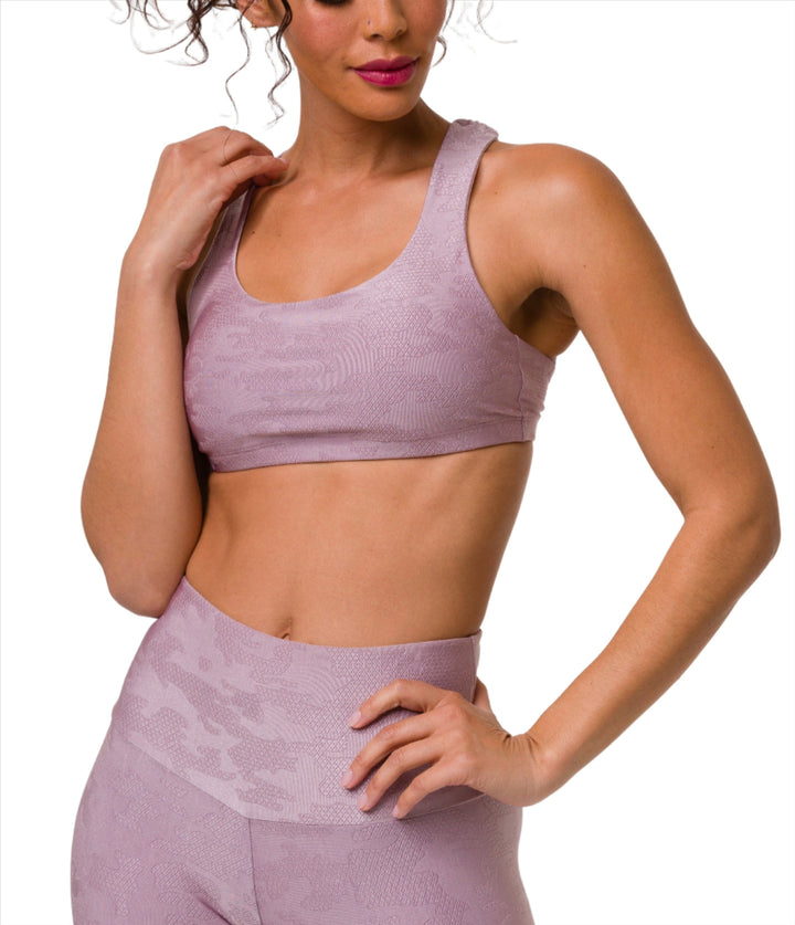 Onzie Hot Yoga Mudra Bra 3098 Jacquard - Alovada Camo Jacquard -  front view