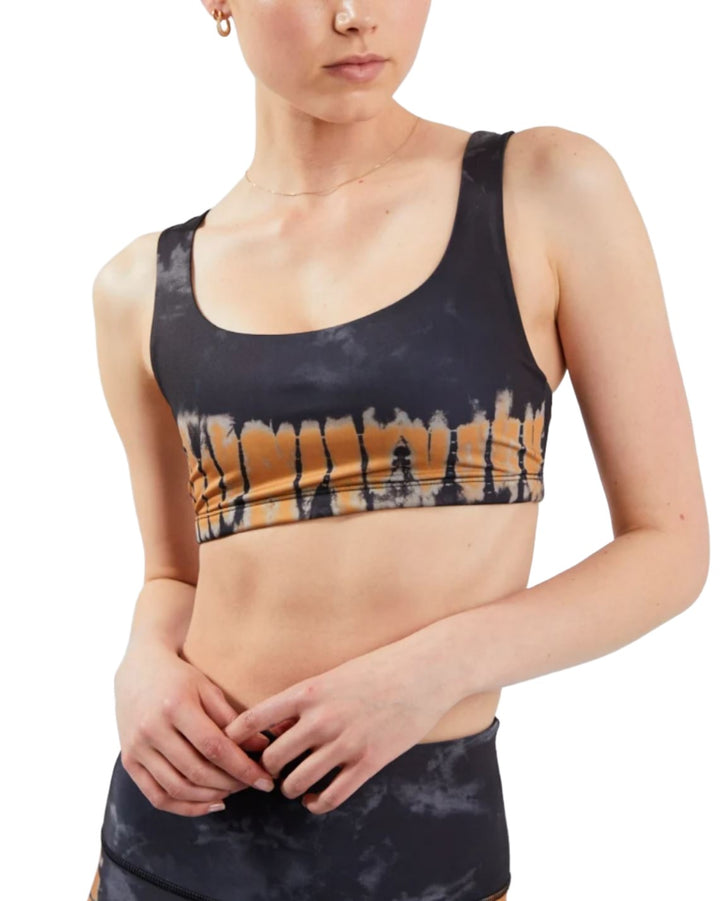 Onzie Hot Yoga Mudra Bra 3098 - Brown Tie Dye - front  view